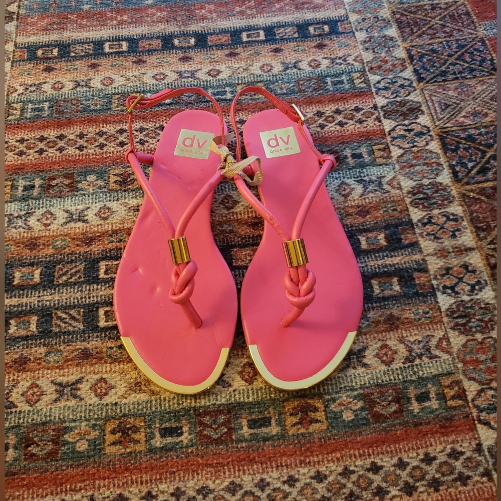 Bright Pink & Gold Dolce Vita Sandals